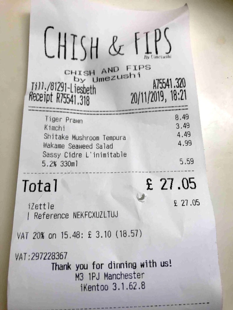 2019 11 26 Chish And Fips Receipt