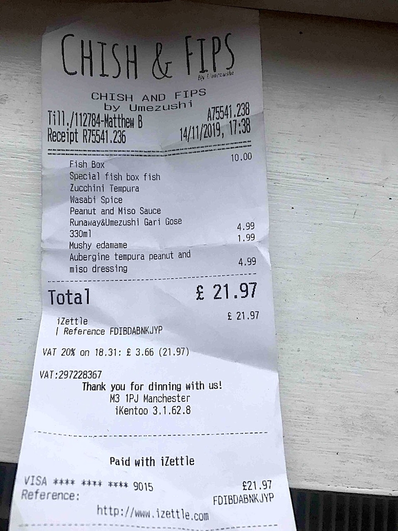 2019 11 26 Chish And Fips Receipt 2